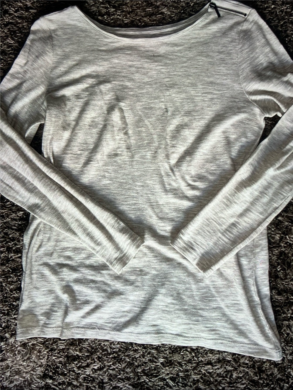 LOFT Light Heather Gray Long Sleeve Boatneck Top